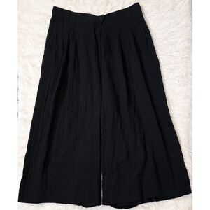 Anthropologie Floreat Super Wide Leg Cropped Pants Culottes Hakama Black Gauze